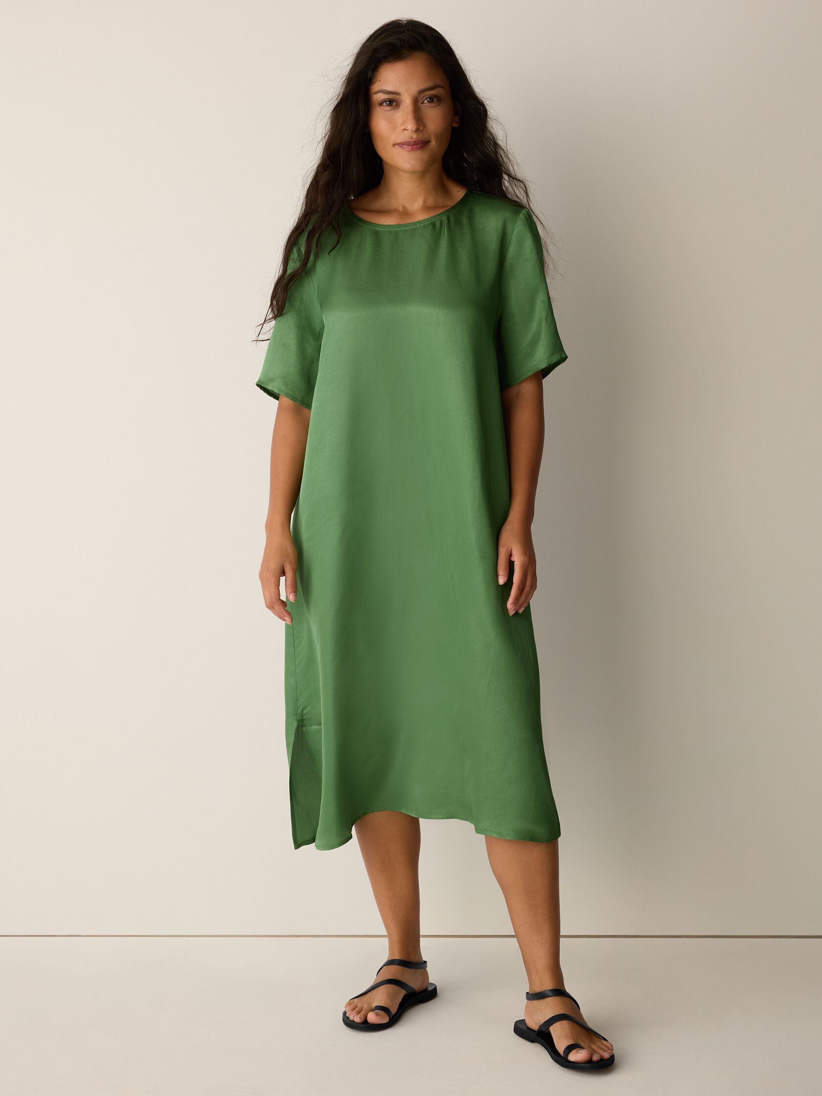 Lightweight Satin Shimmer Tee Dress