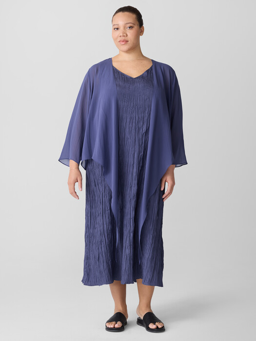 Crushed Silk V-Neck Dress
