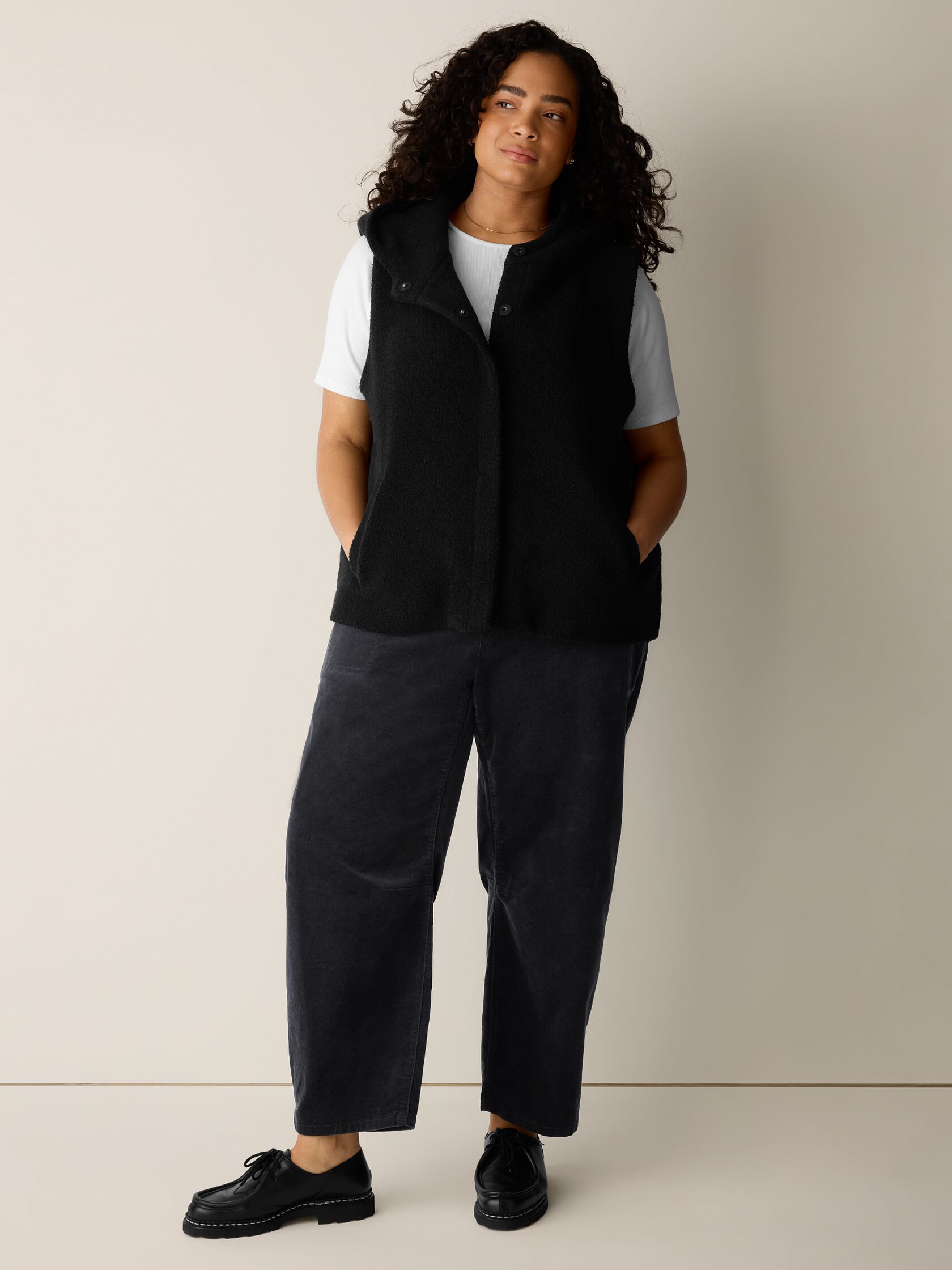 Cozy Recycled Wool Boucle Hooded Vest