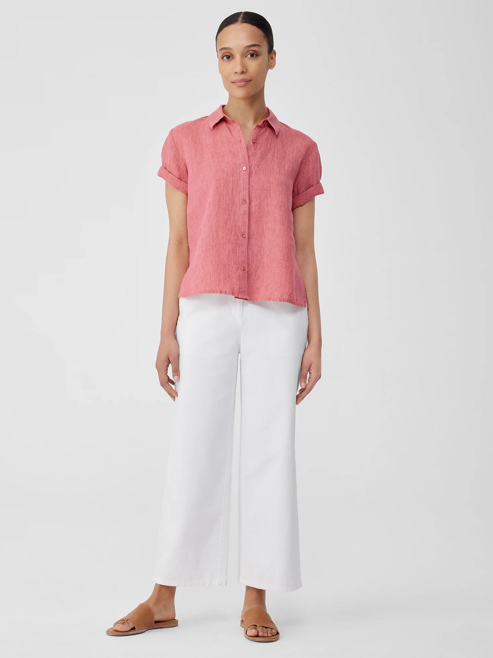 Washed Organic Linen Délavé Short-Sleeve Shirt