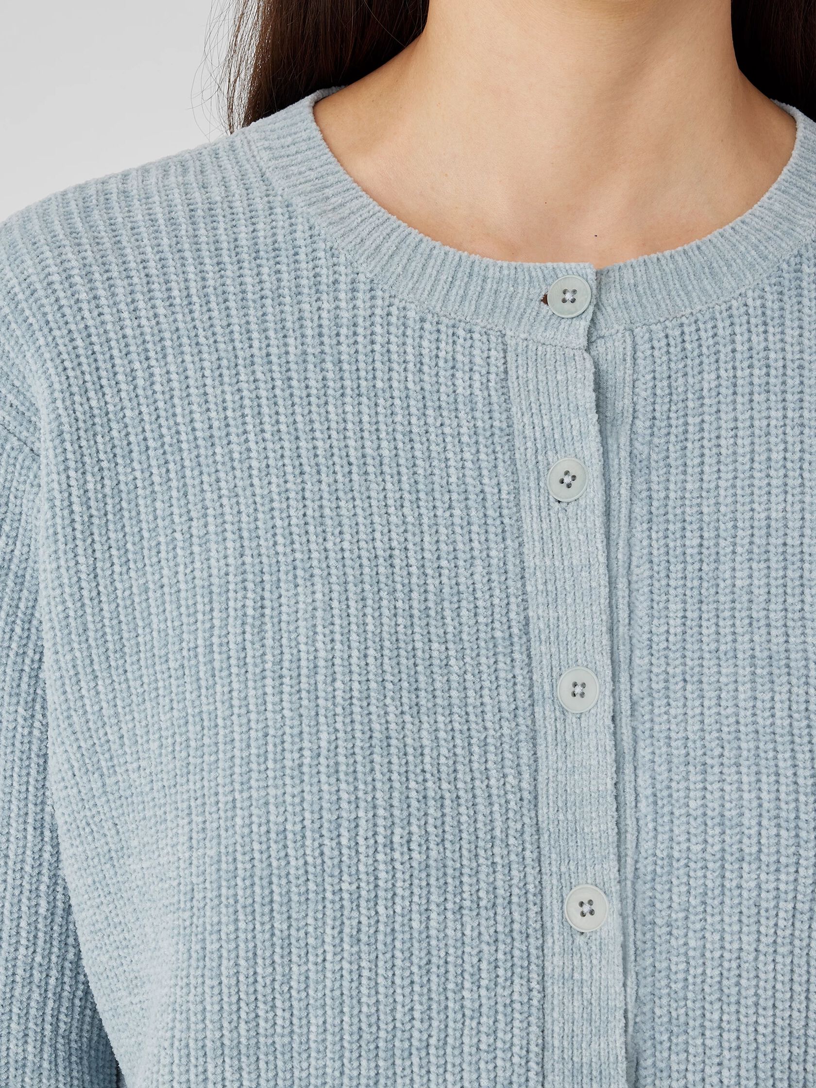 Organic Cotton Chenille Crew Neck Cardigan