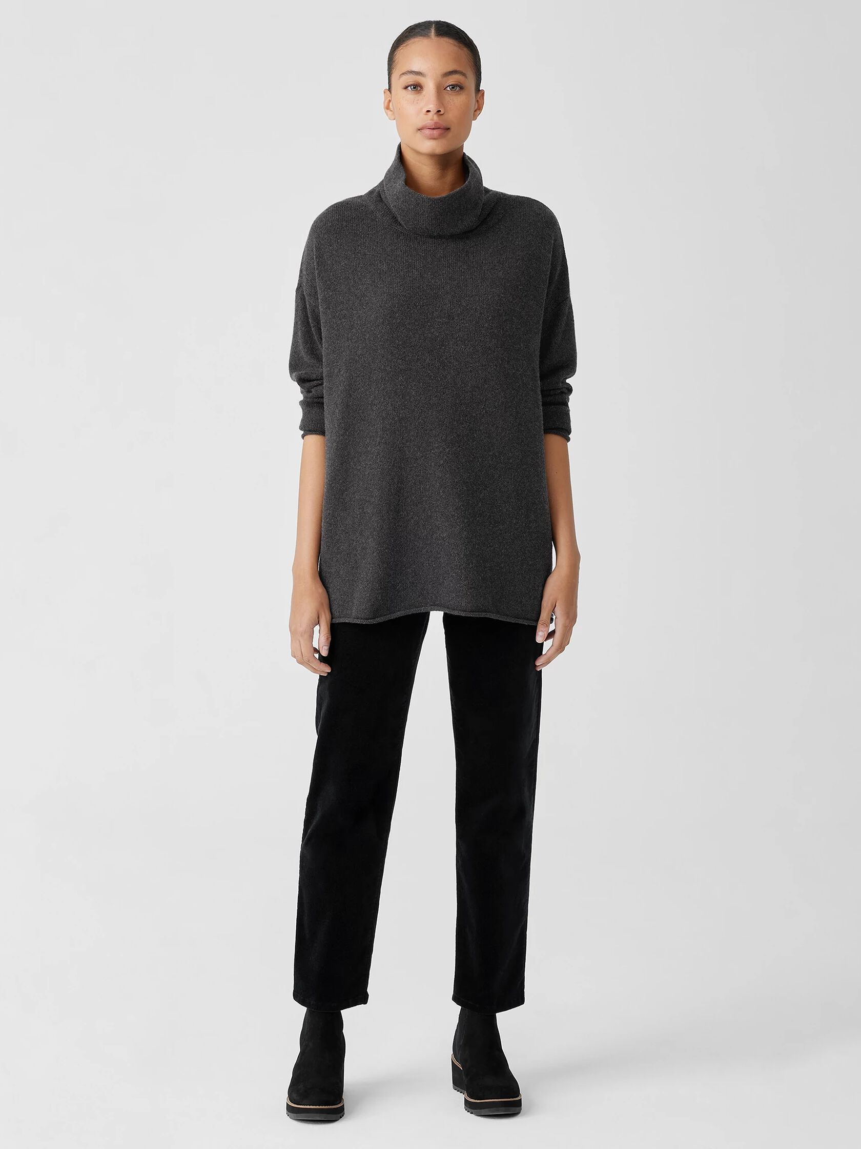 Cotton and Recycled Cashmere Turtleneck Top