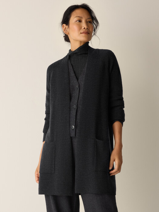 Merino Long Cardigan in Regenerative Wool