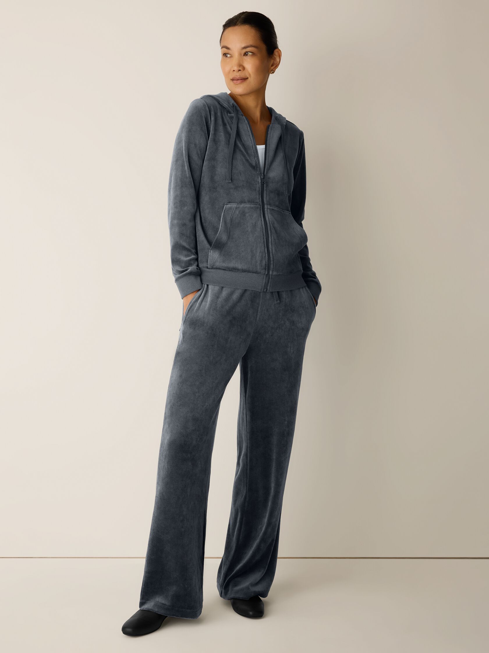 Cozy Velour Knit Hooded Jacket