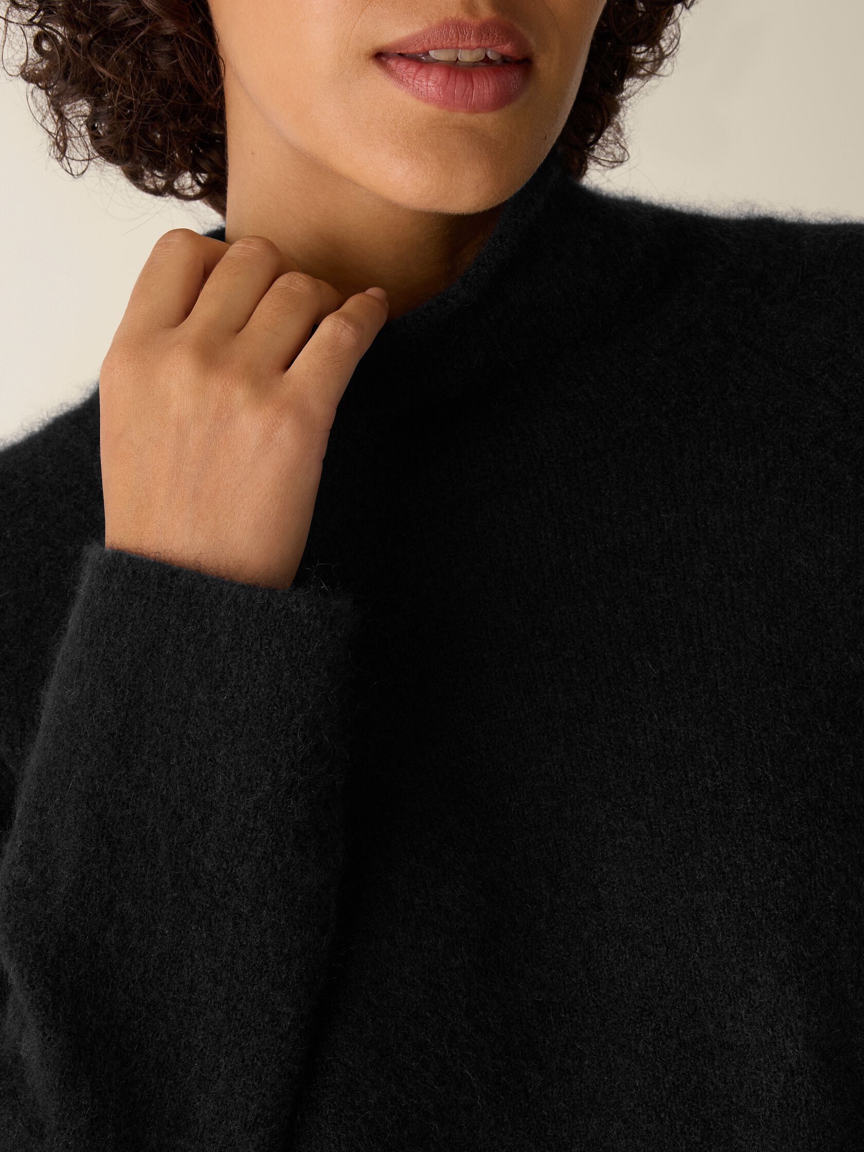 Cashmere Silk Boucle Bliss Turtleneck Top