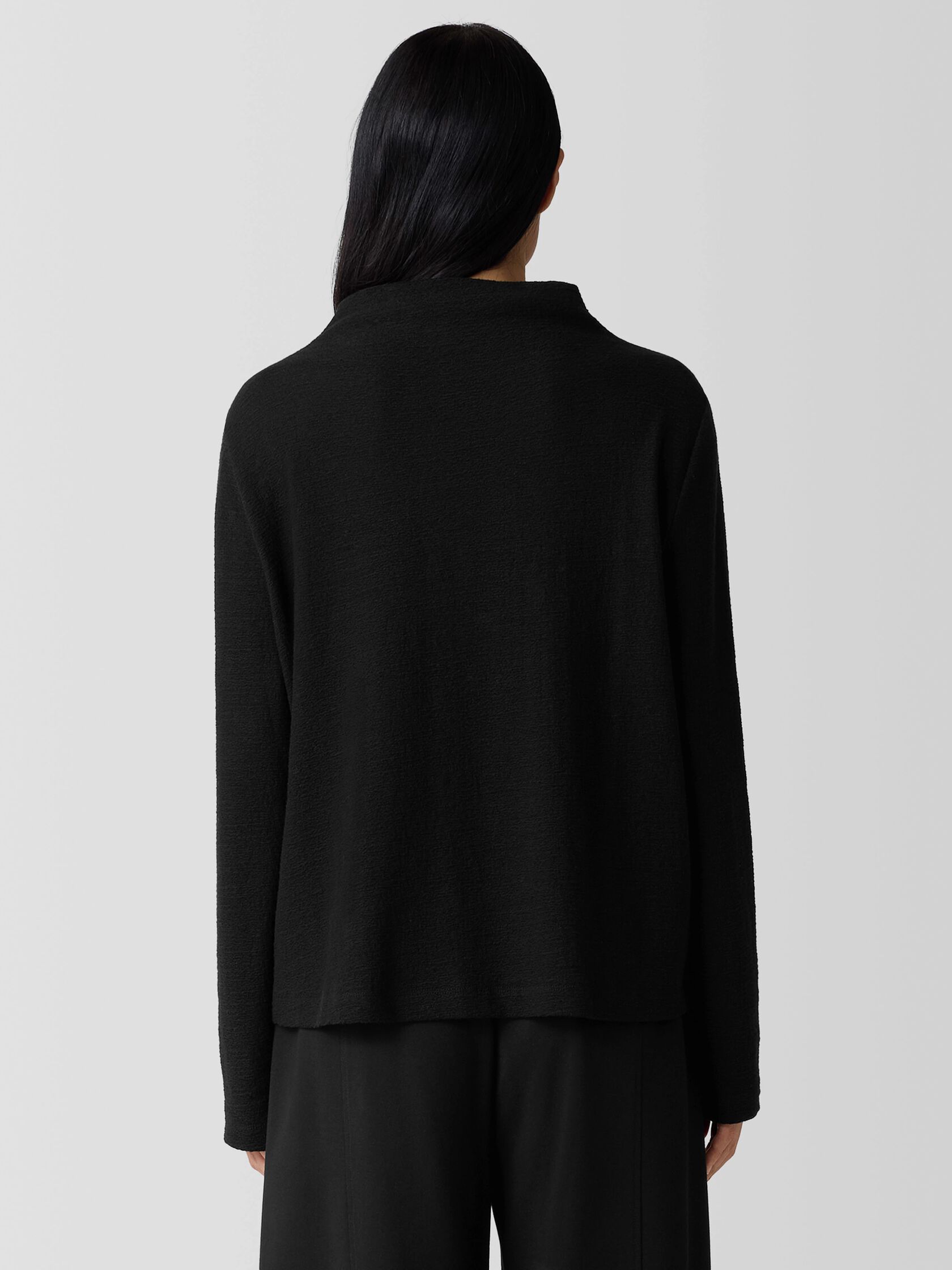 Organic Cotton Jacquard Funnel Neck Top