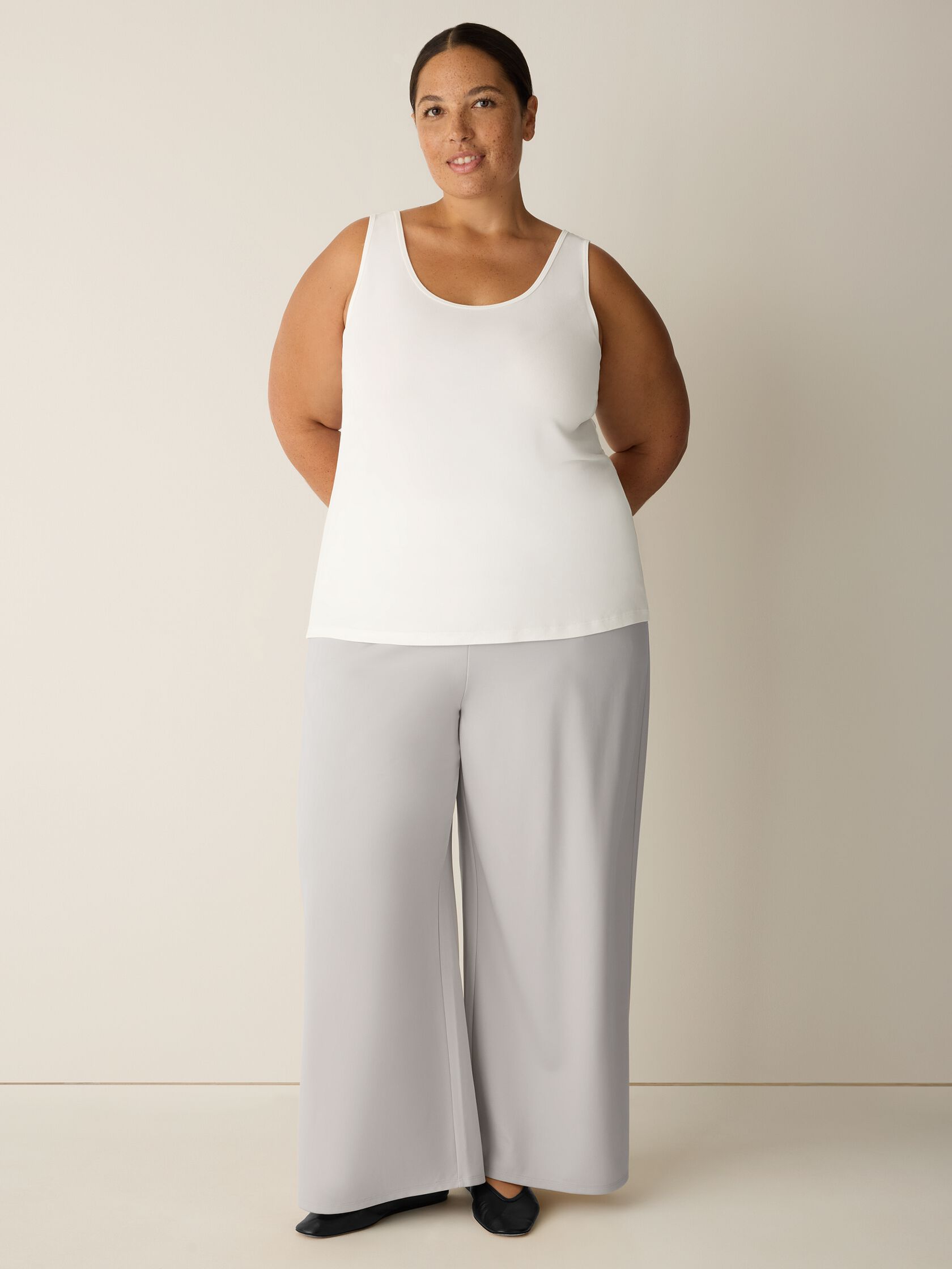 Stretch Silk Jersey Scoop Neck Tank