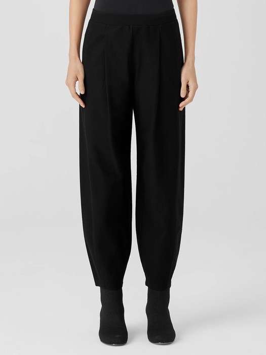 Washable Stretch Crepe Pleated Lantern Pant