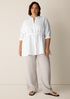 Organic Handkerchief Linen Band Collar Drawstring Shirt