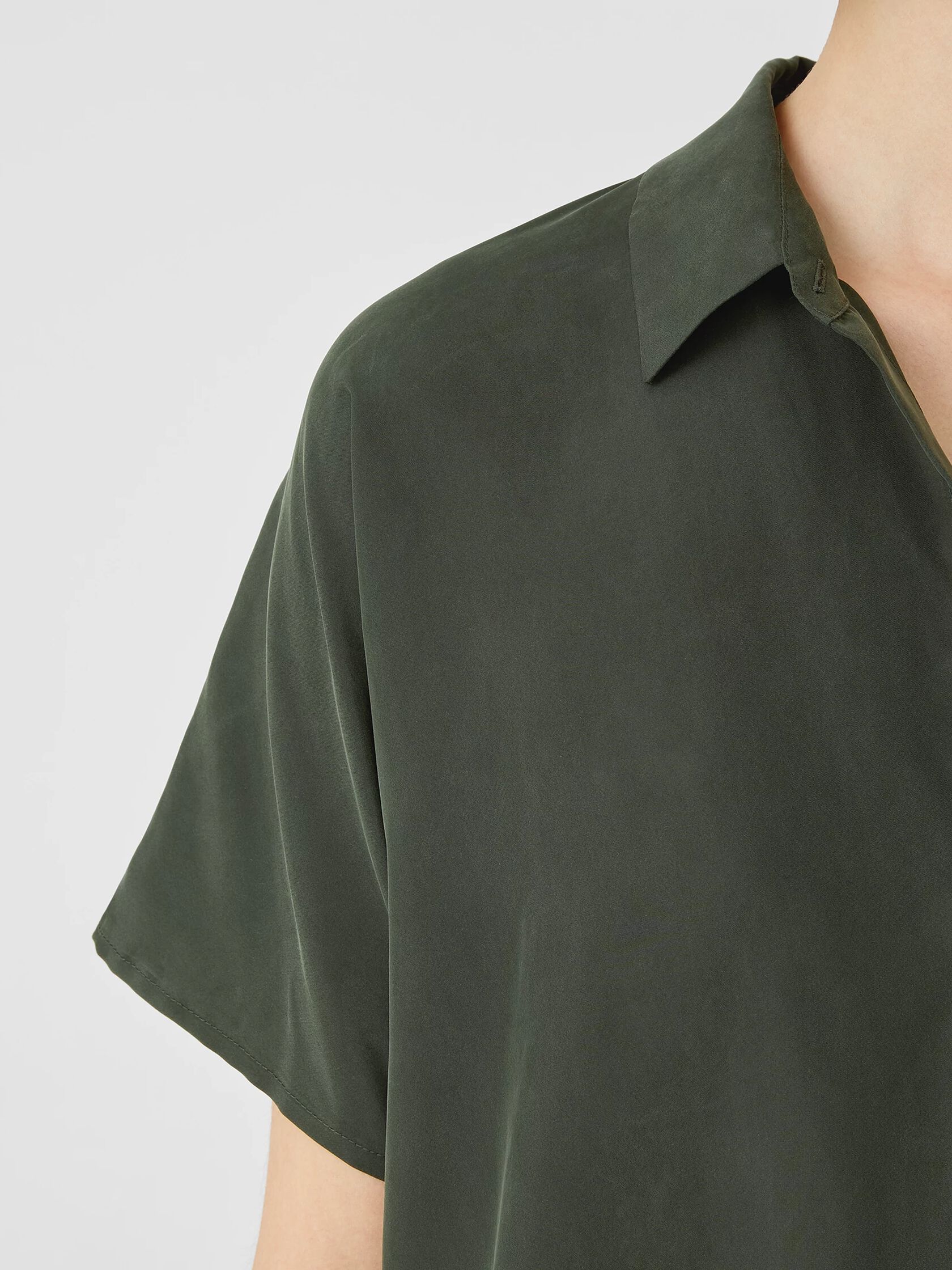 Washed Silk Habutai Short-Sleeve Shirt