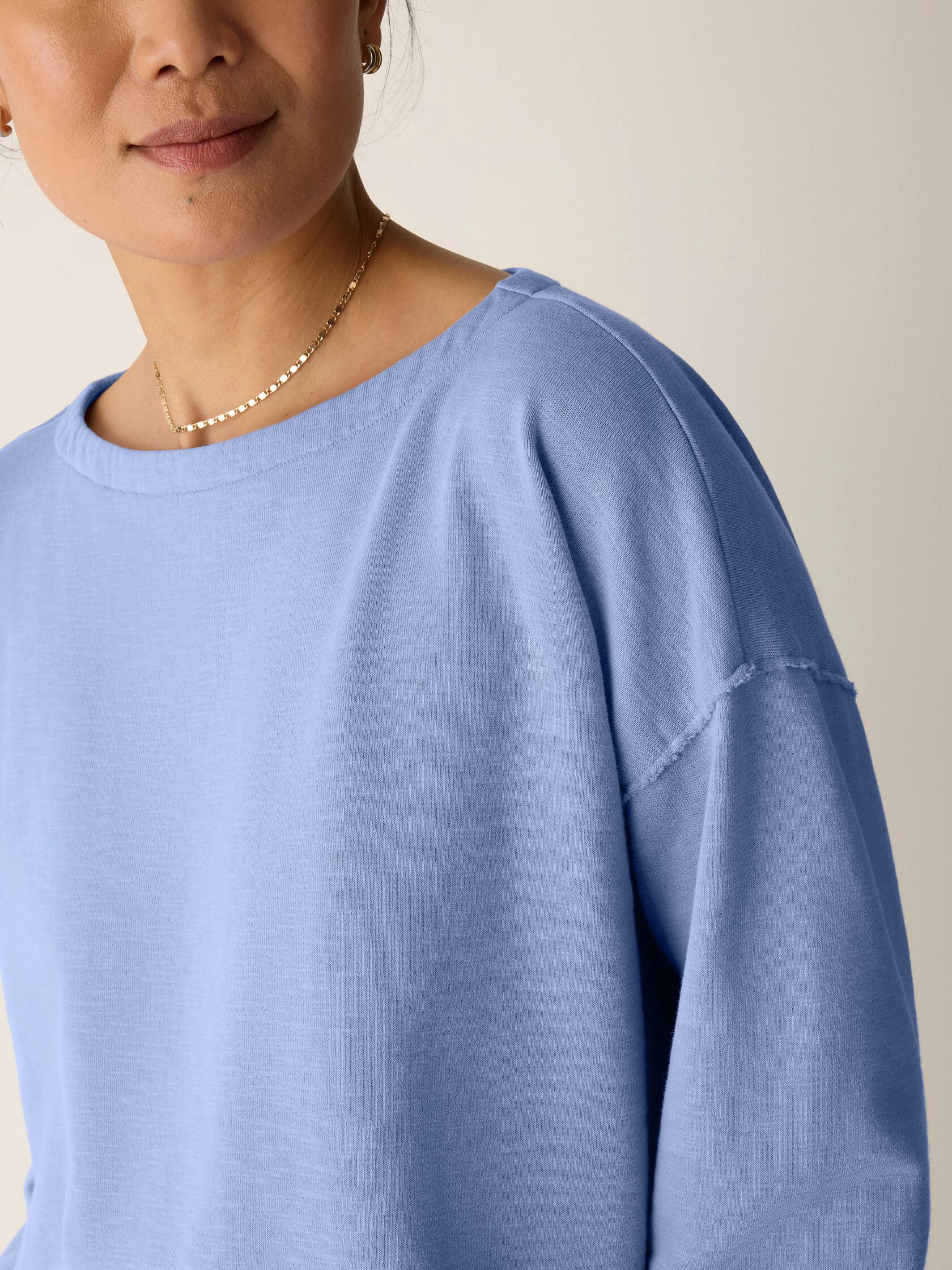 Garment-Dyed Organic Cotton Terry Bateau Neck Box-Top
