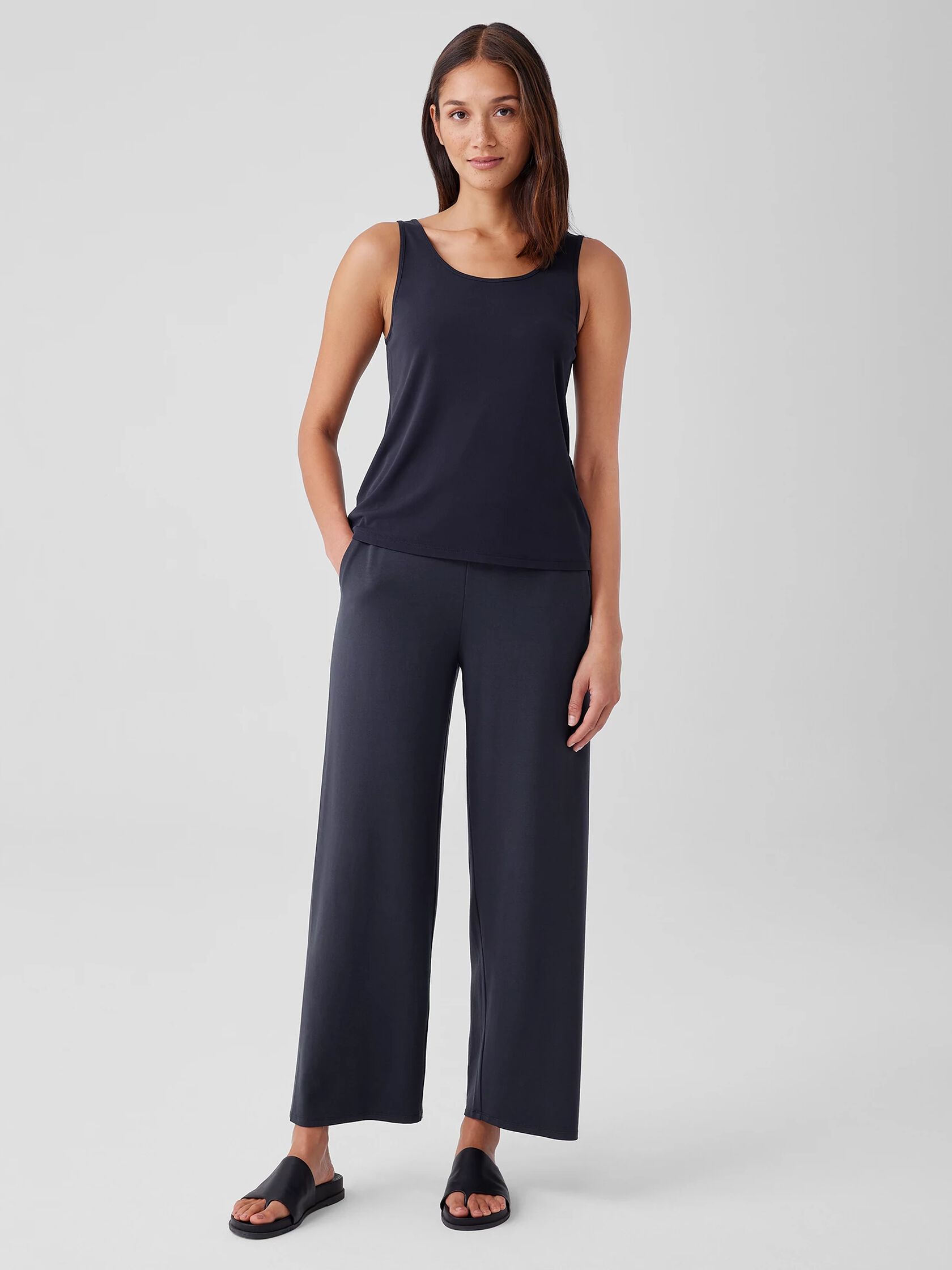 Stretch Silk Jersey Scoop Neck Tank