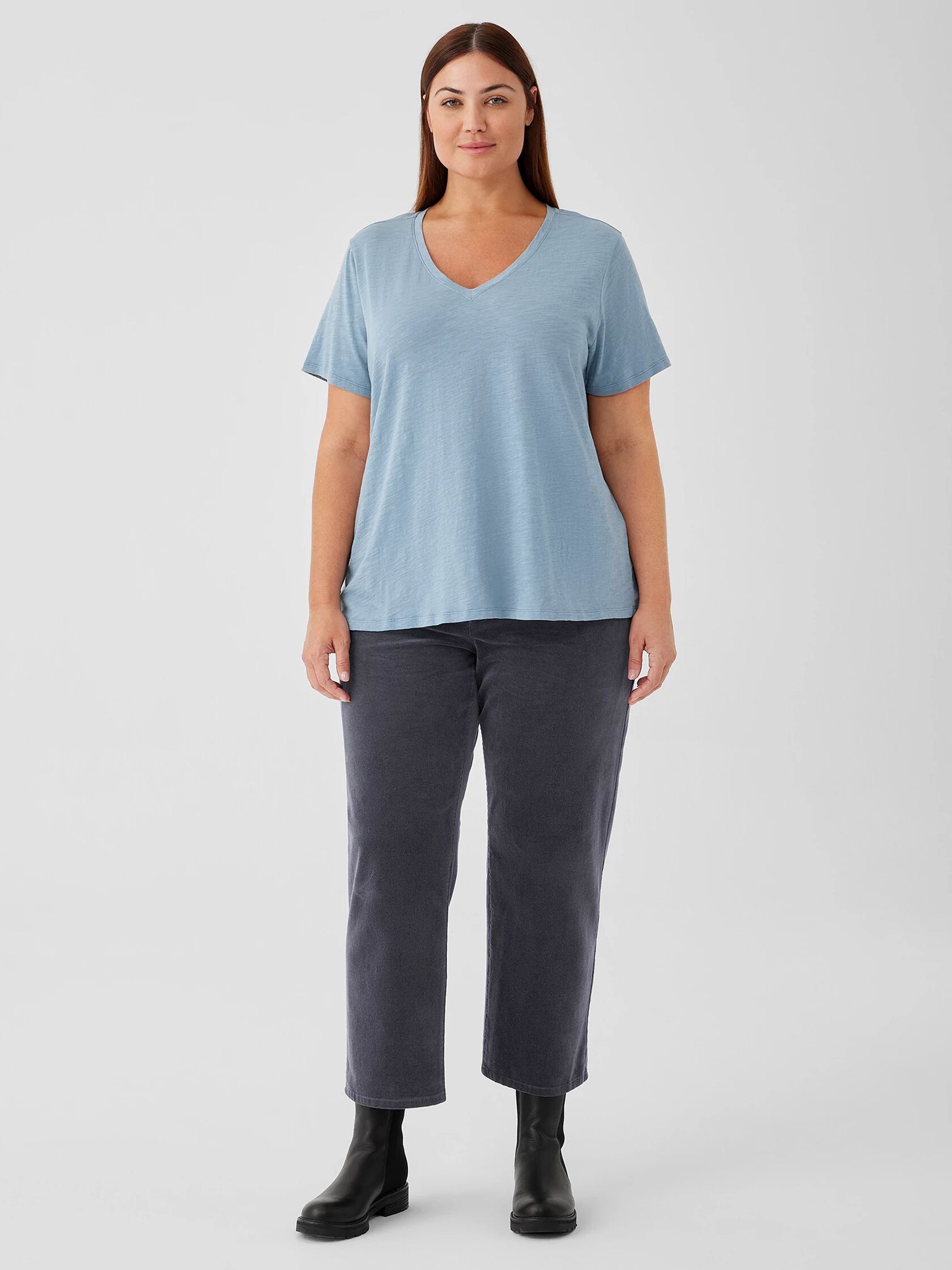Organic Cotton Slub V-Neck Tee