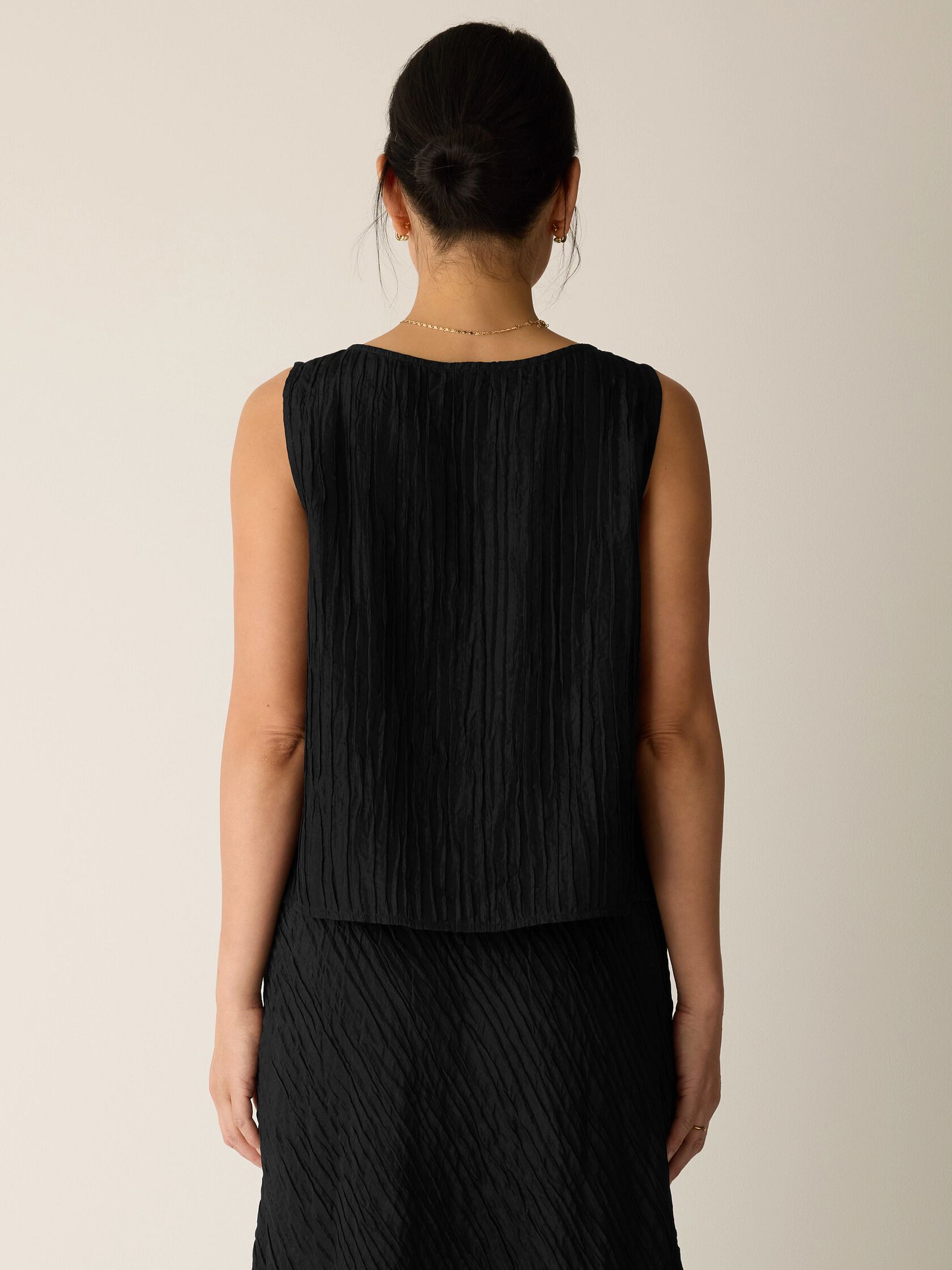 Textured Silk Jacquard Ballet Neck Tank