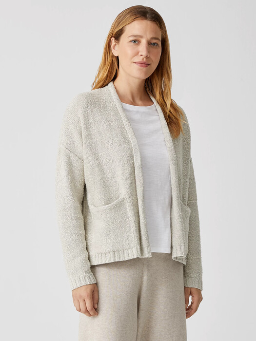 Peruvian Organic Cotton Boucle Cardigan EILEEN FISHER