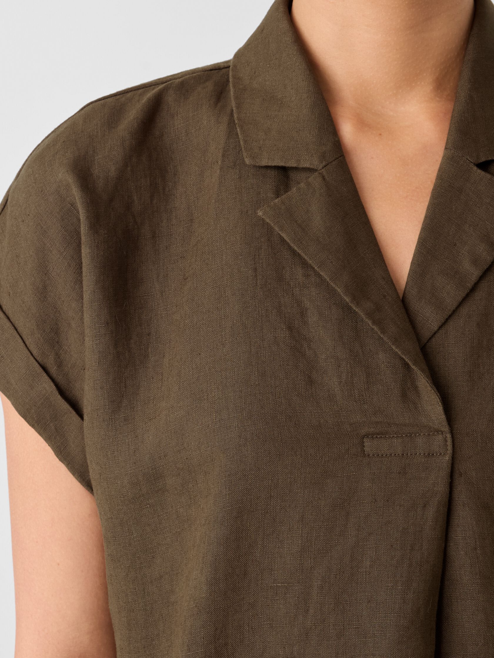 Organic Linen Notch Collar Dress