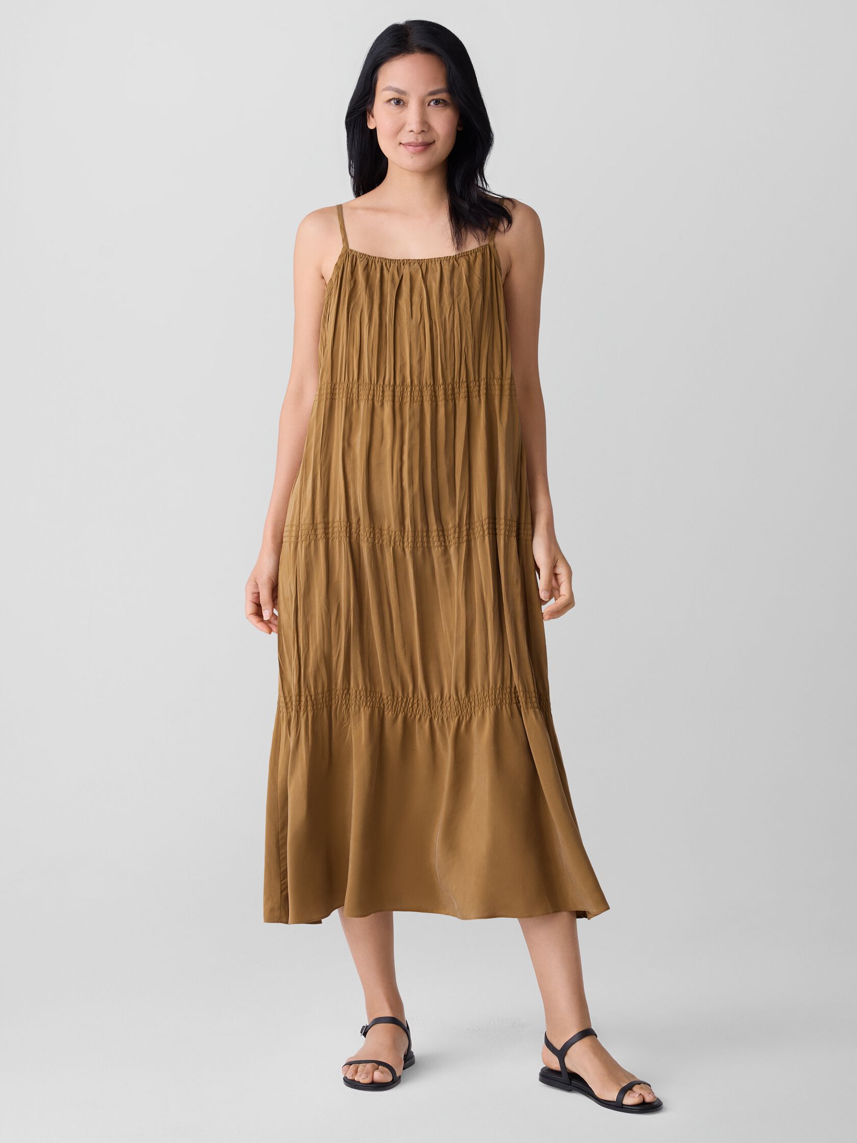 Washed Silk Smocked Cami Dress