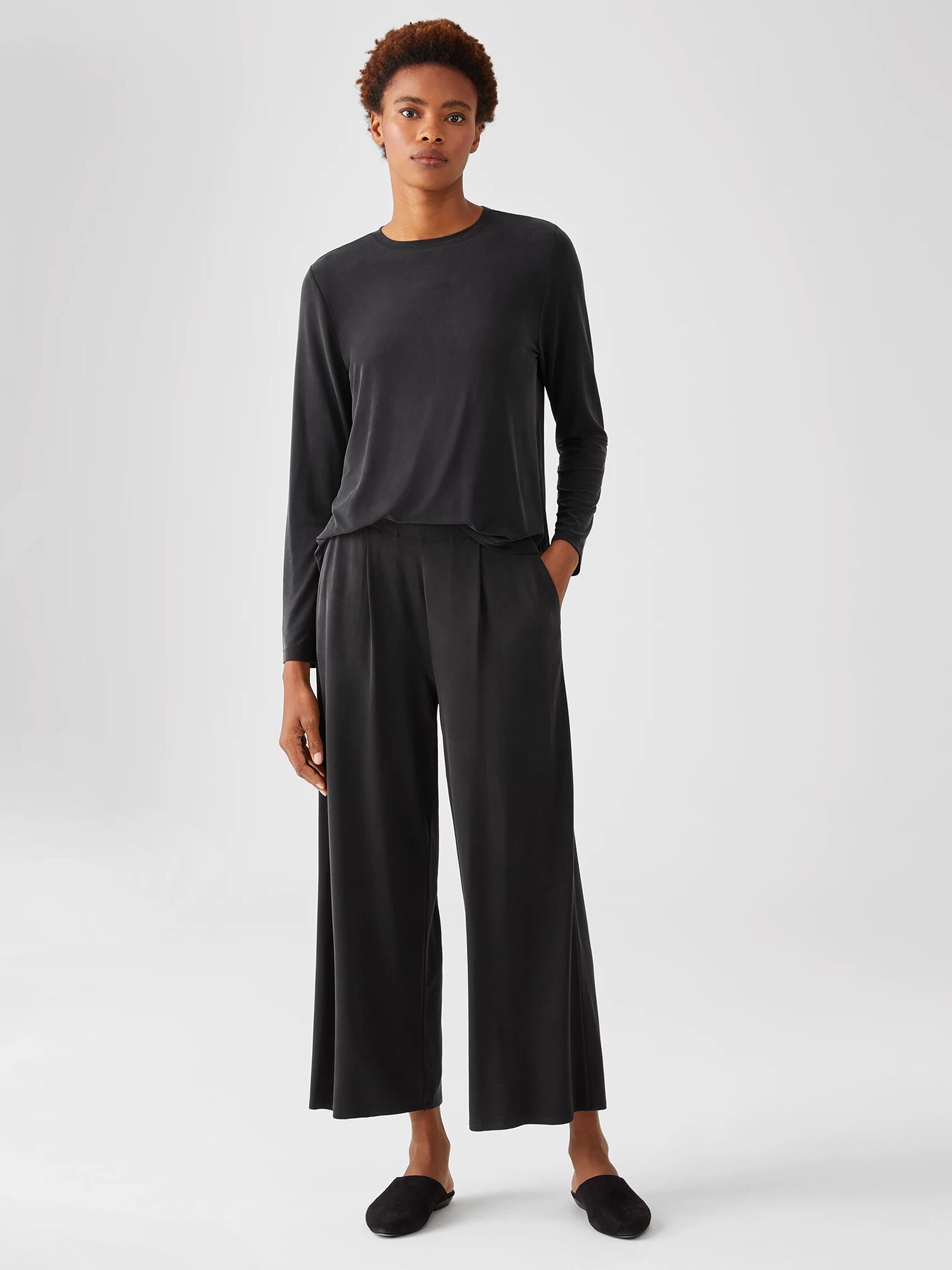 Sueded Cupro Knit Pleated Pant