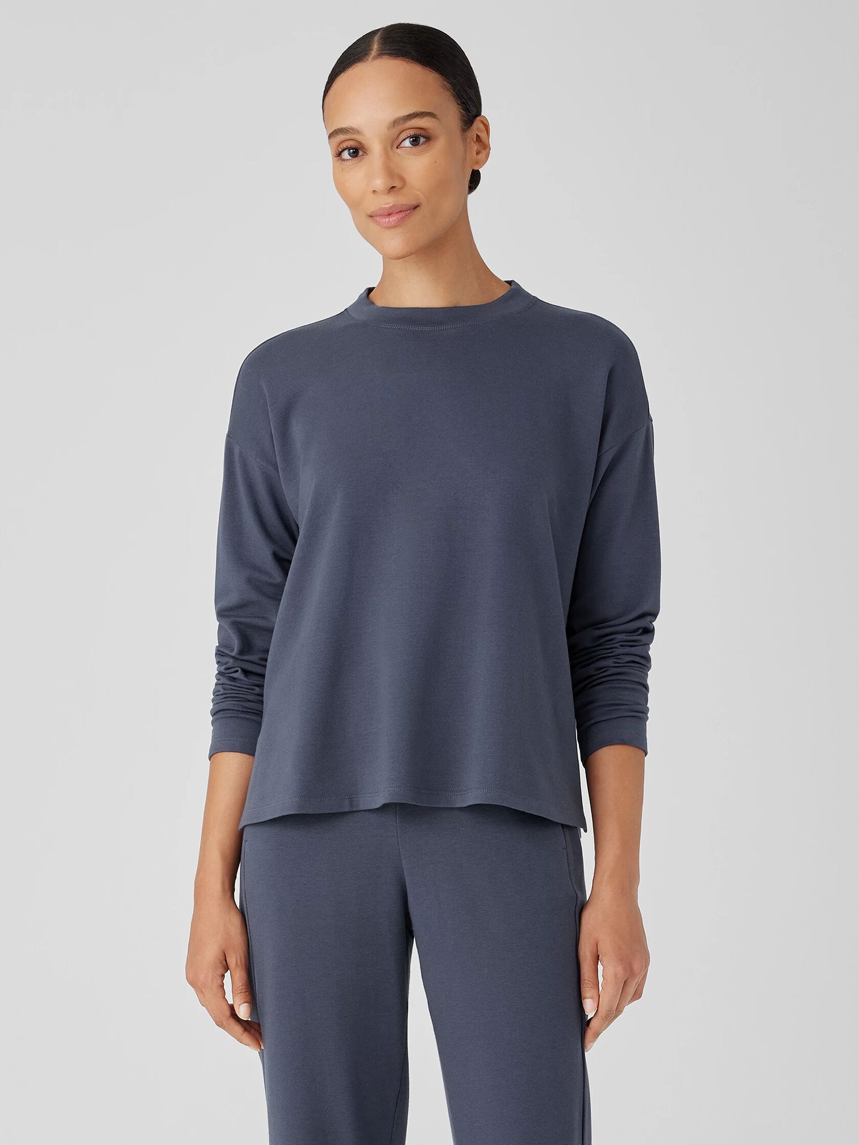 Cozy Brushed Terry Hug Crew Neck Top