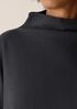Waffle Cotton Blend Doubleknit Funnel Neck Box-Top