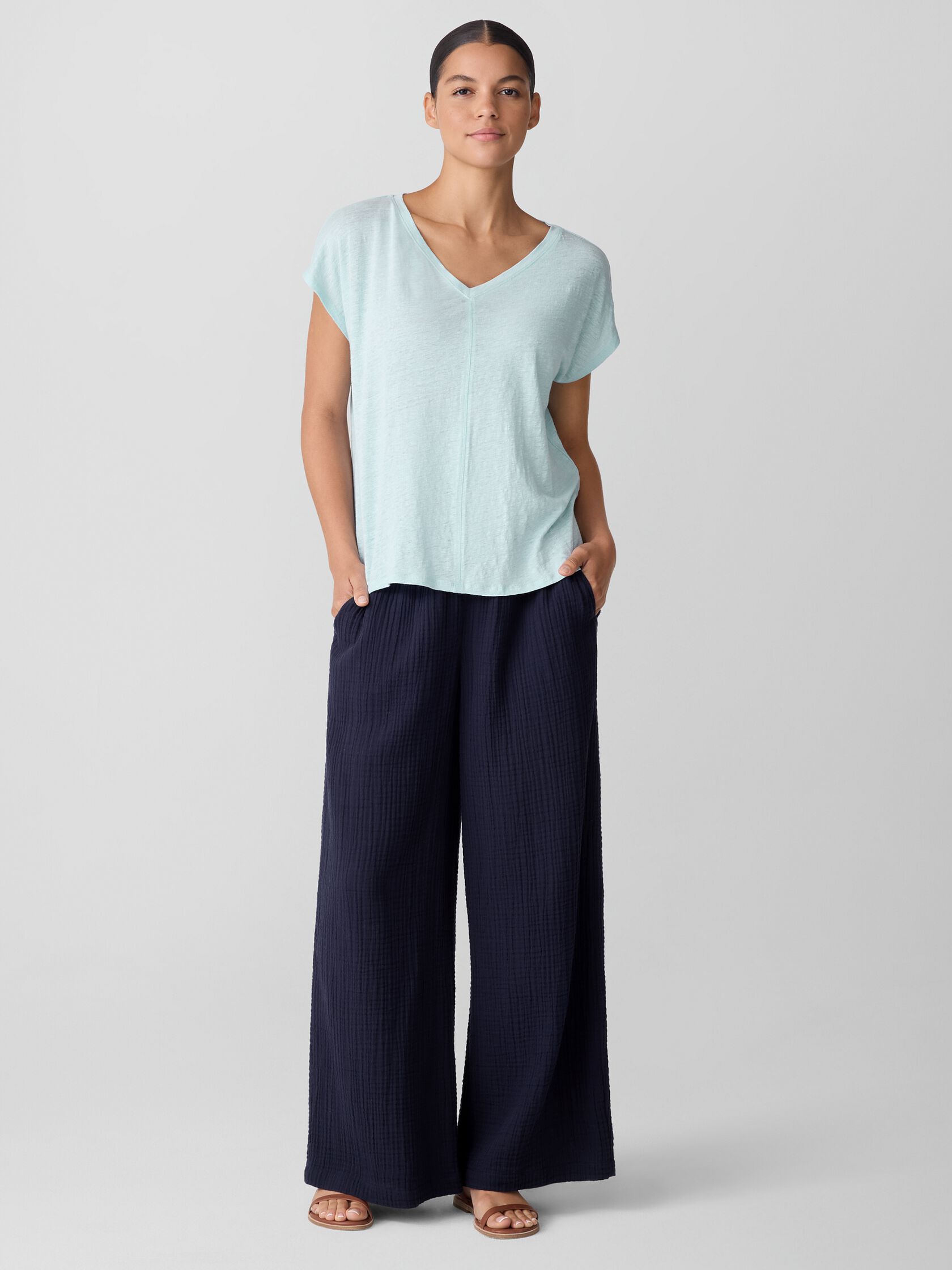 Organic Linen Jersey V-Neck Tee