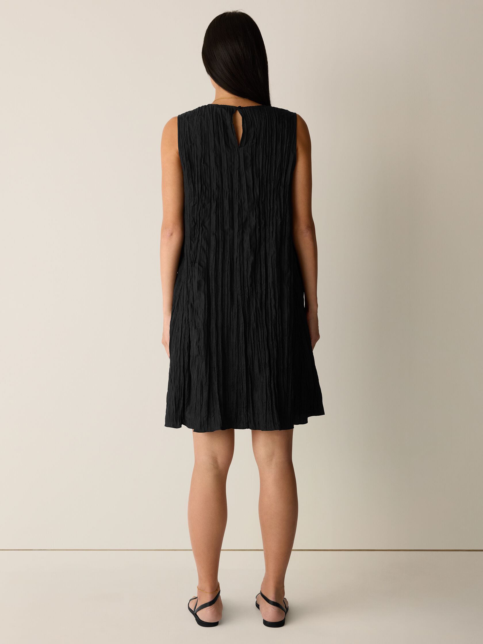 Crushed Silk Round Neck Dress