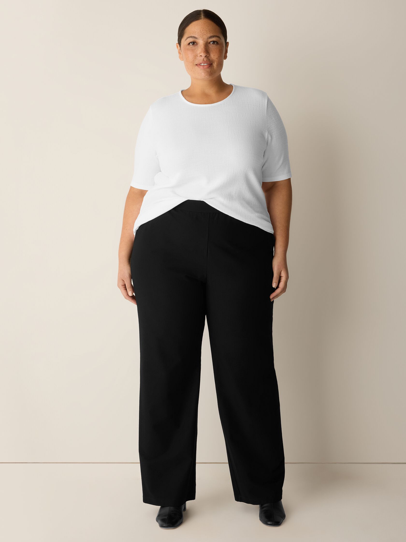 Washable Stretch Crepe Straight Pant
