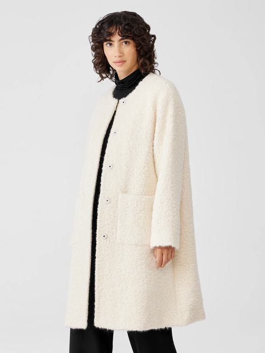 Alpaca Boucle Round Neck Coat