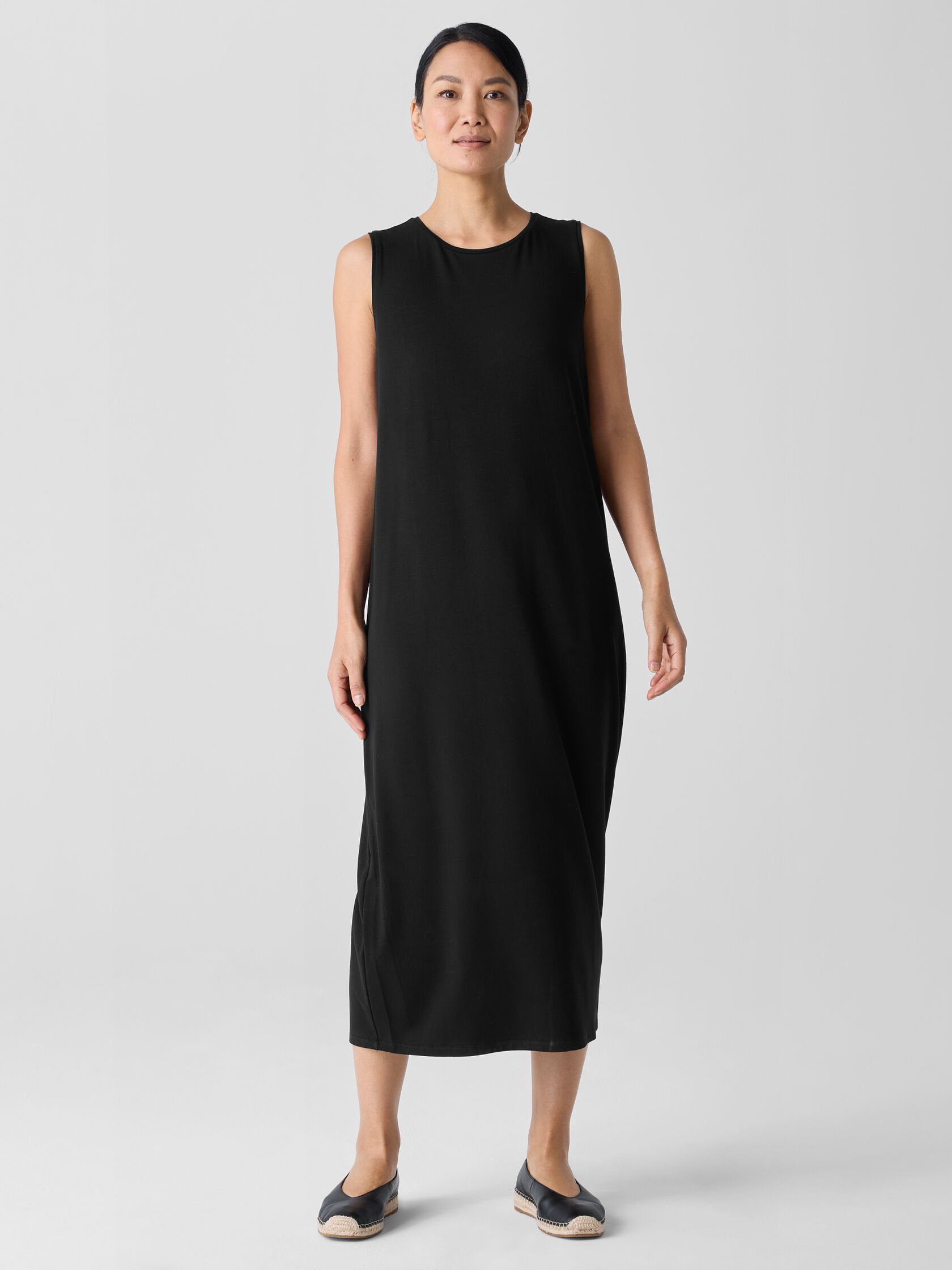 Stretch Jersey Knit Round Neck Dress