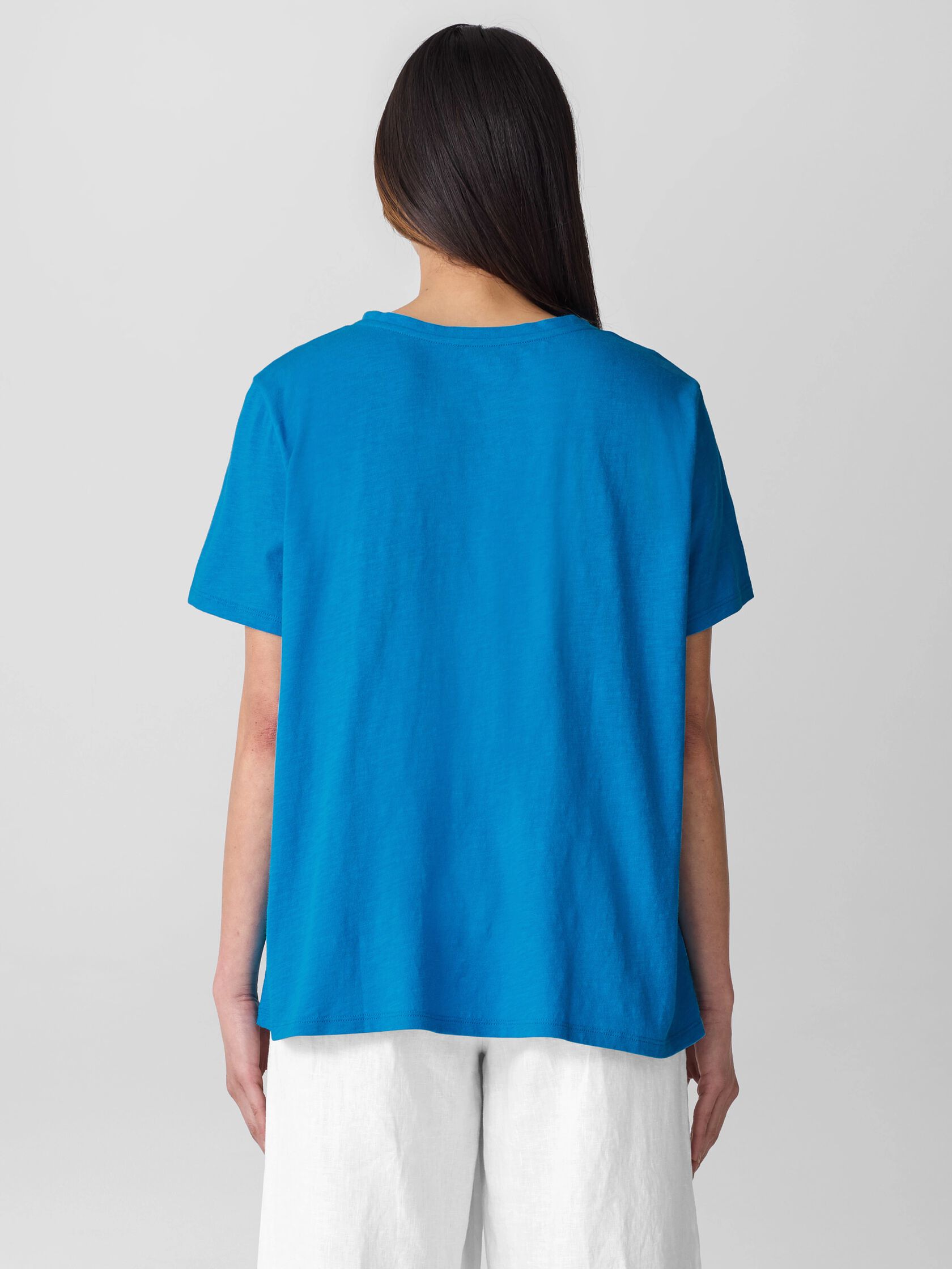 Organic Cotton Slubby Jersey V-Neck Tee