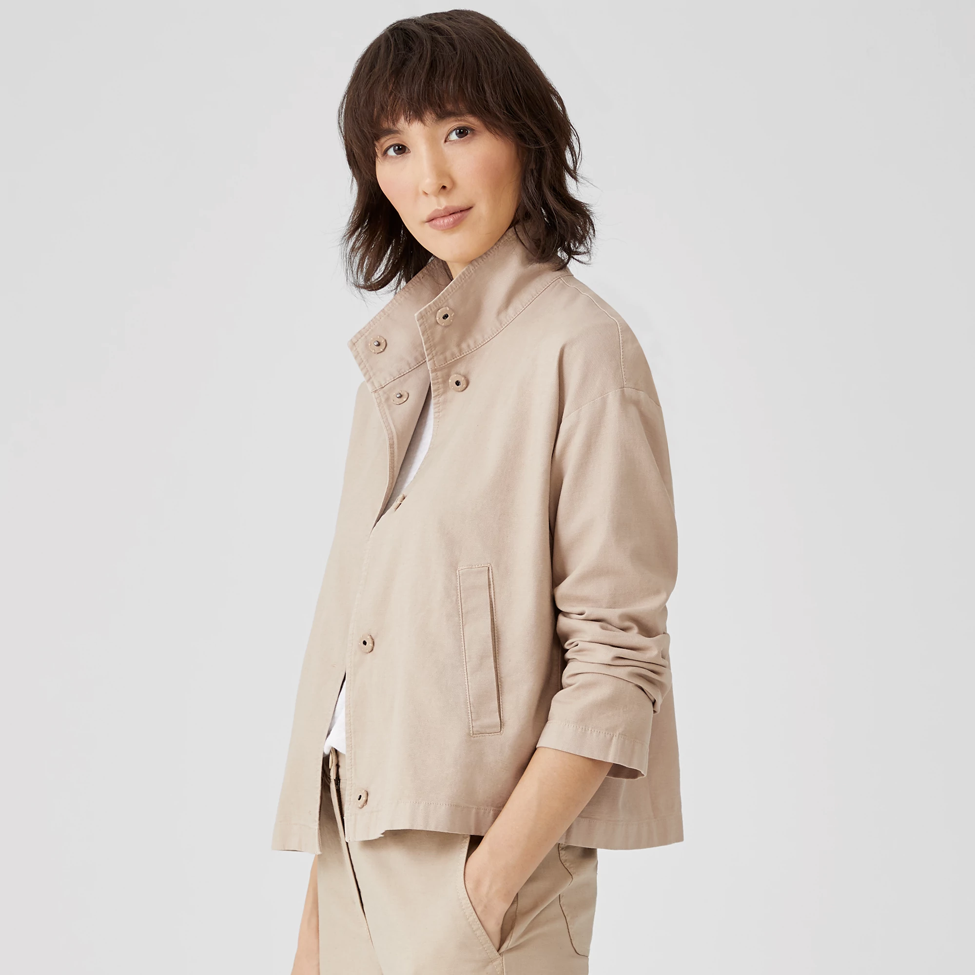 Organic Cotton Hemp Stand Collar Jacket 