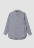 Puckered Organic Linen Stripe Classic Collar Long Shirt