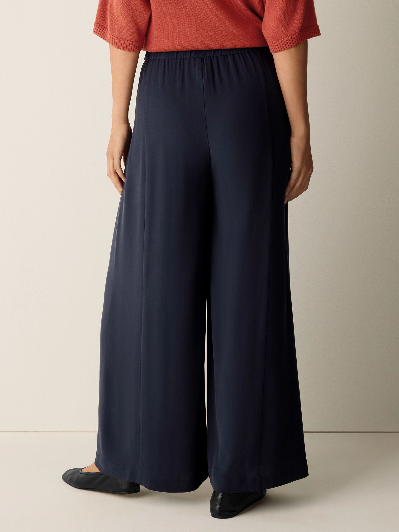 Silk Georgette Crepe Wide-Leg Pant