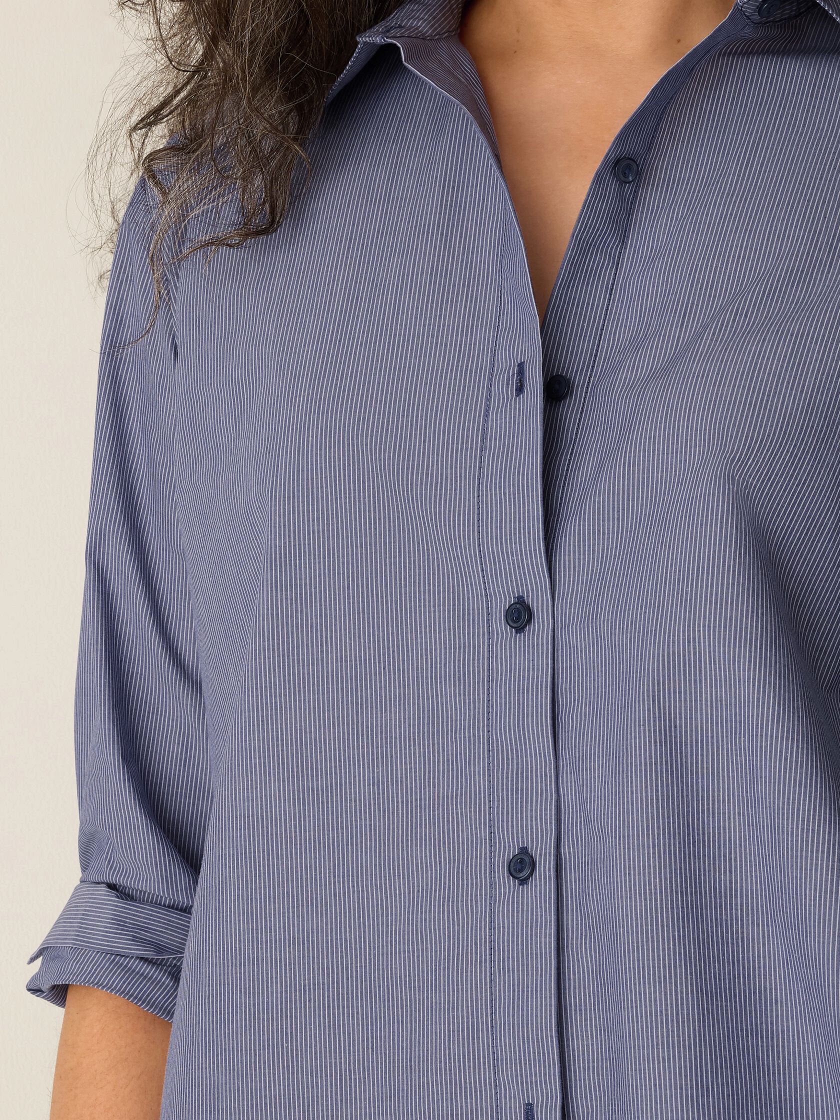 Striped Organic Cotton Poplin Classic Collar Shirt