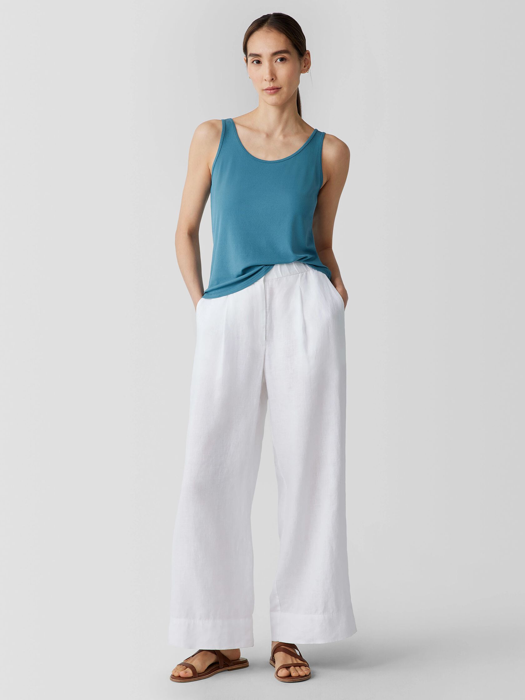 Stretch Silk Jersey Scoop Neck Tank