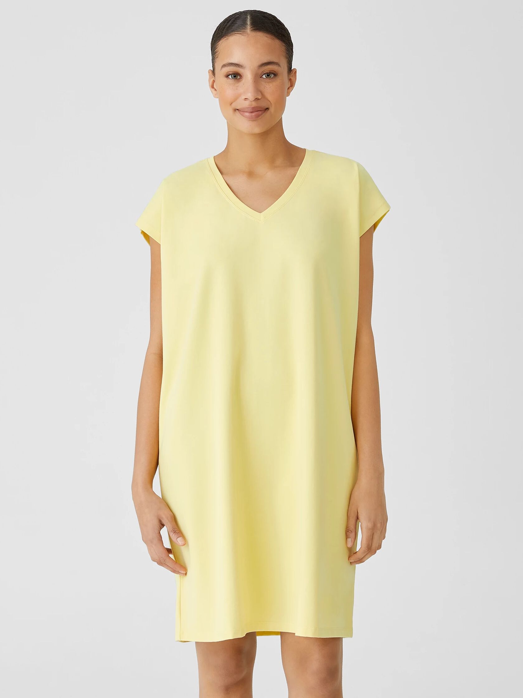 Pima Cotton Stretch Jersey V-Neck Dress