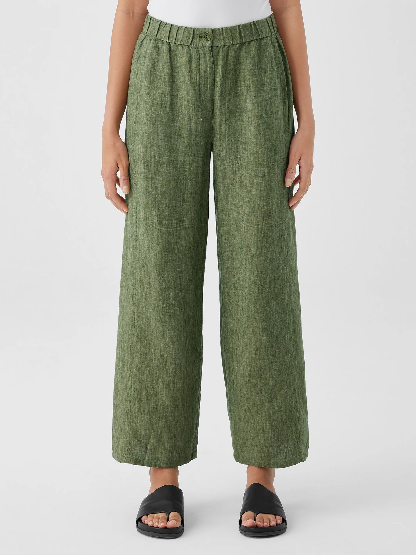 Washed Organic Linen Délavé Wide Trouser Pant