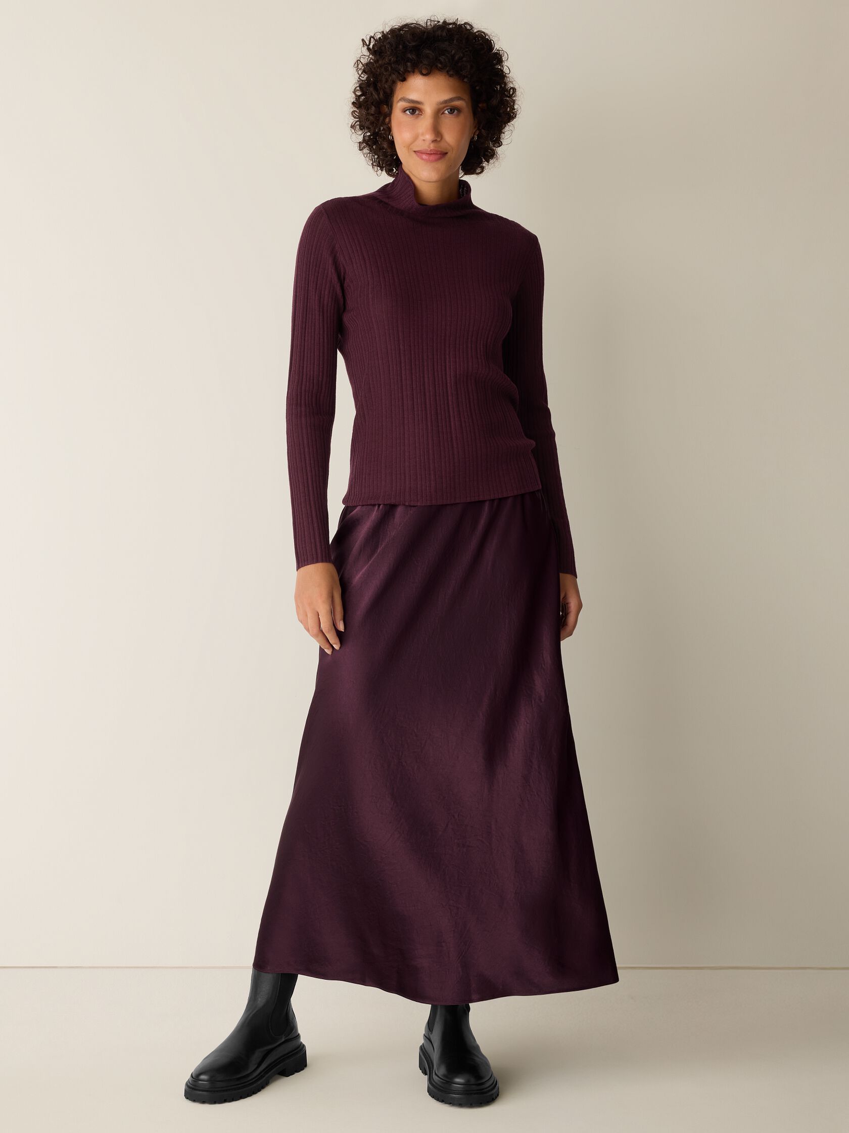 Textured Satin Slip Skirt