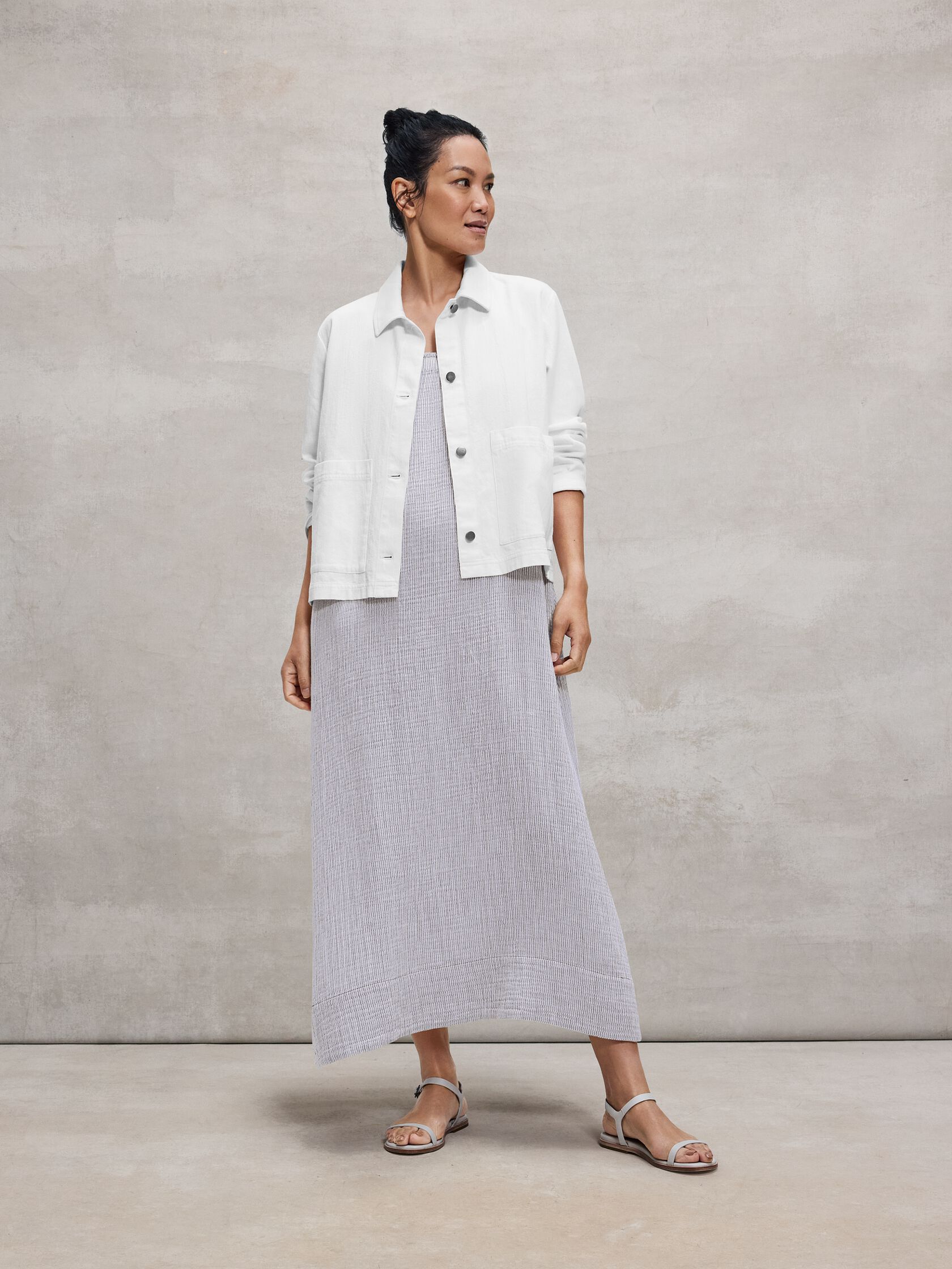 Slubby Organic Cotton Linen Classic Collar Jacket