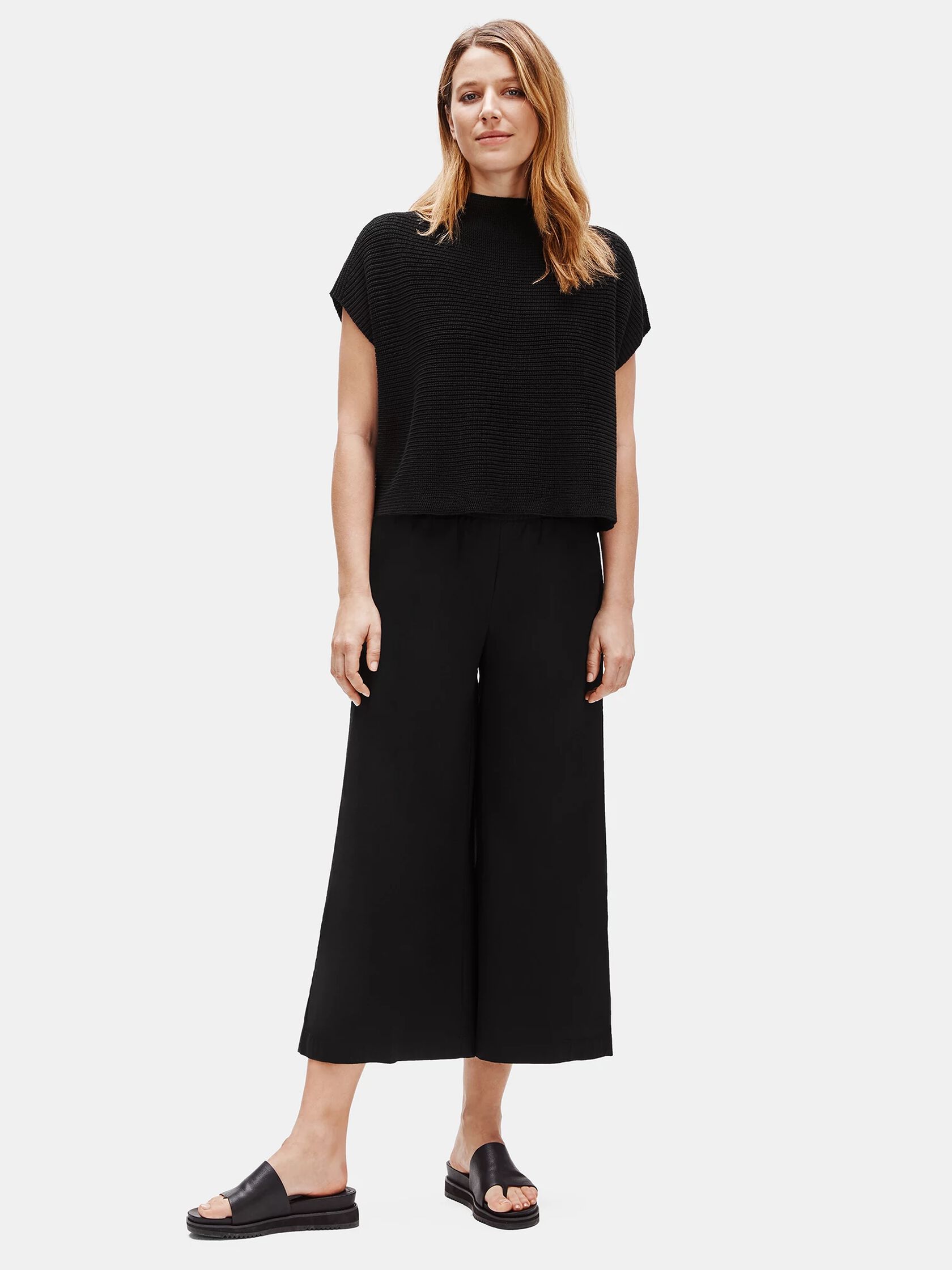 Organic Linen Cotton Funnel Neck Box-Top