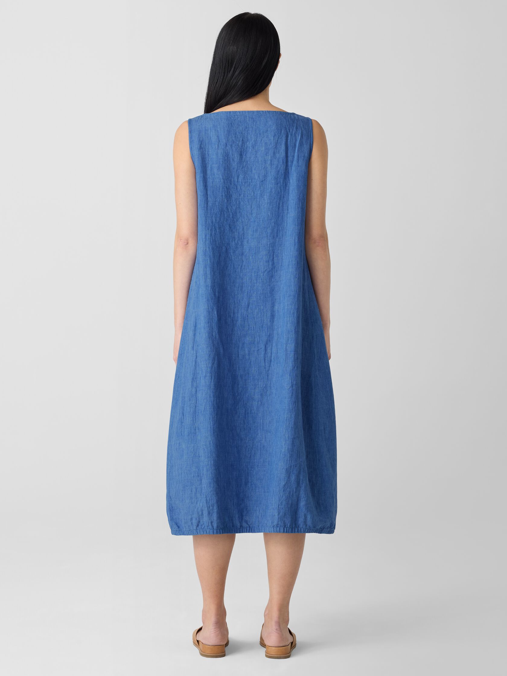 Washed Organic Linen Délavé Lantern Dress