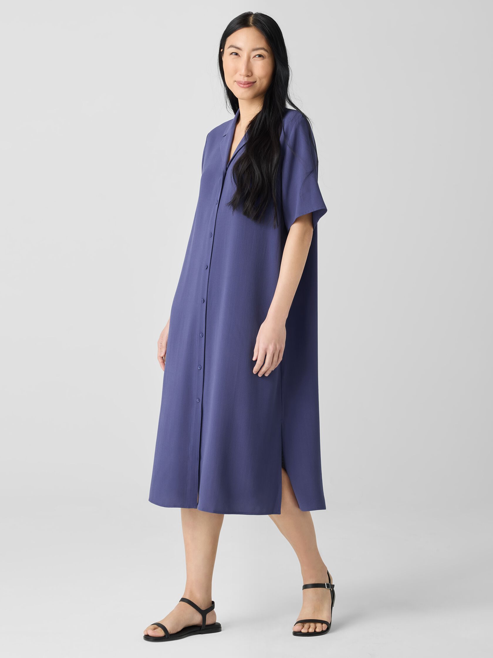 Silk Georgette Crepe Shirtdress
