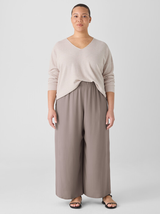 Silk Georgette Crepe Wide-Leg Pant