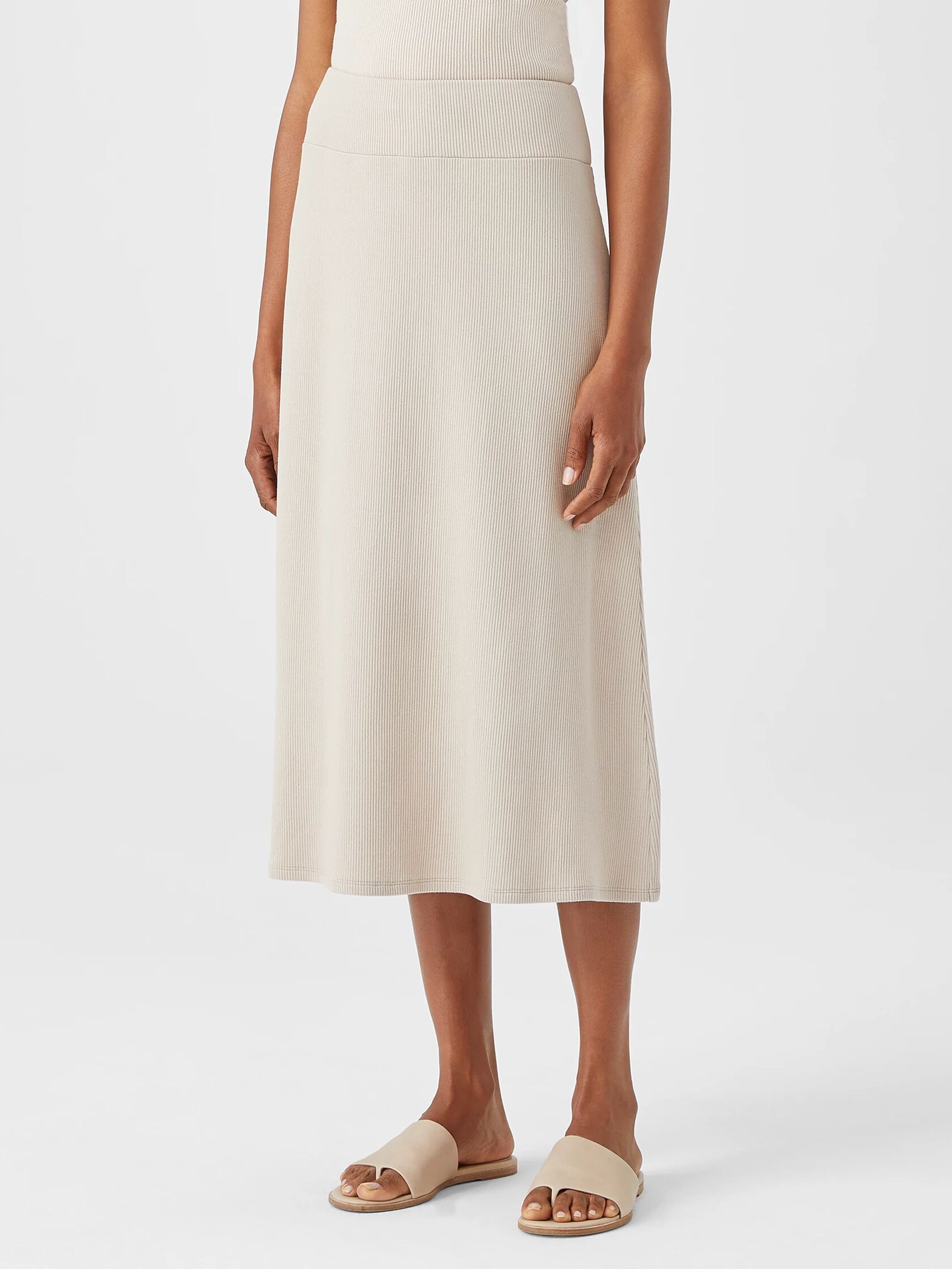 Ribbed Organic Cotton Blend A-Line Skirt