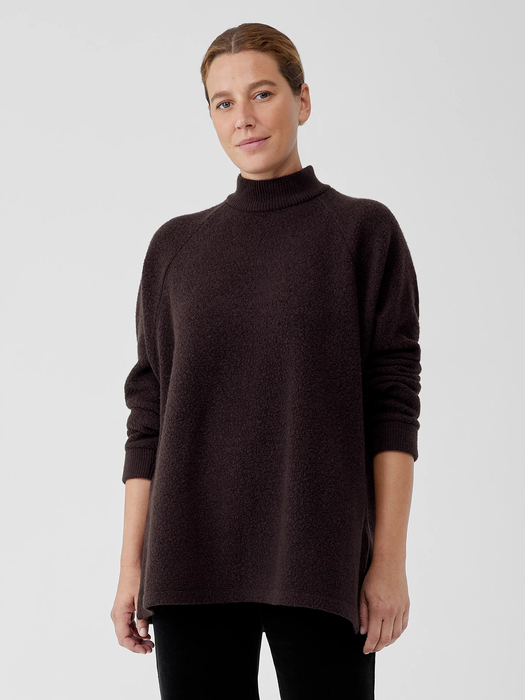 Boucle Wool Knit Turtleneck Top