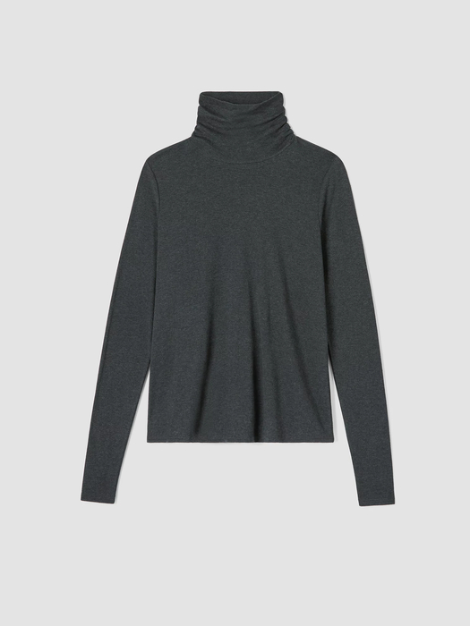 Pima Cotton Blend Turtleneck Top