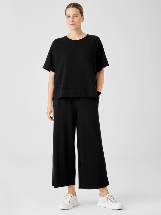 Organic Cotton Slubby Rib Knit Wide-Leg Pant