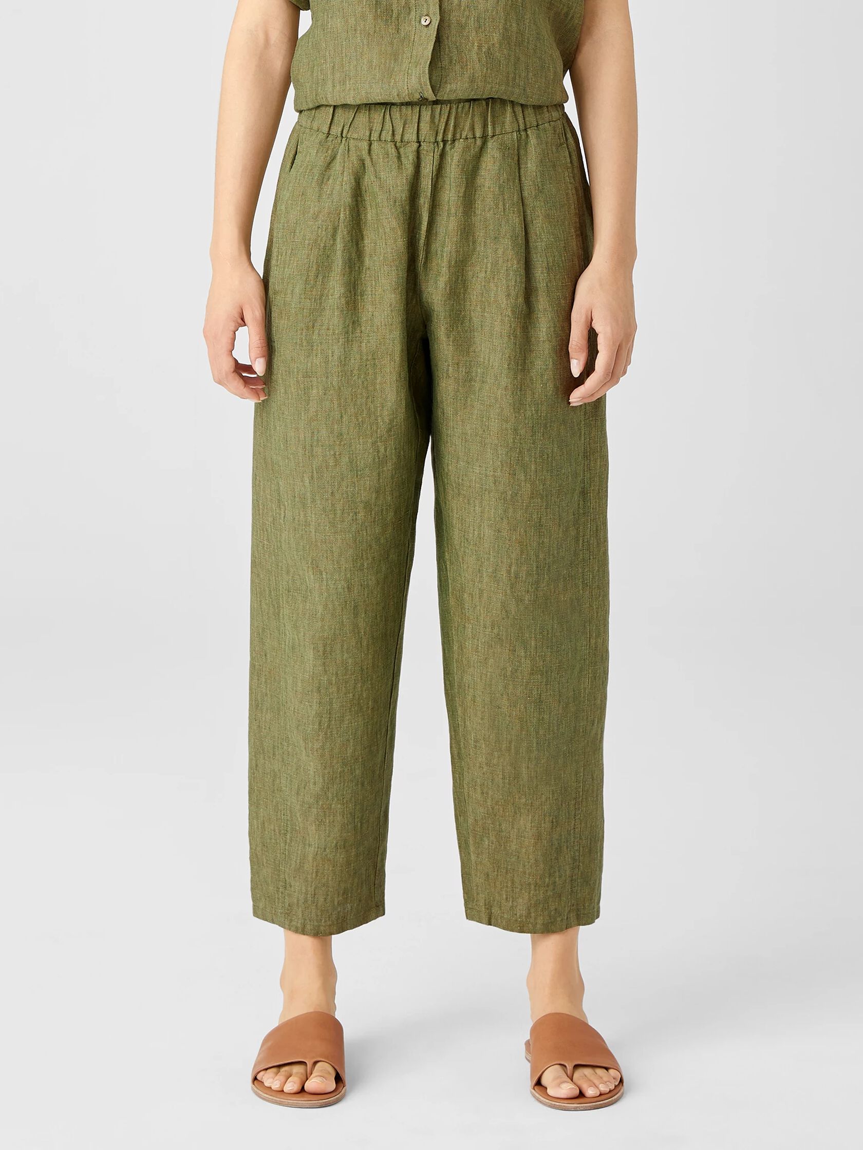 Washed Organic Linen Delave Lantern Pant