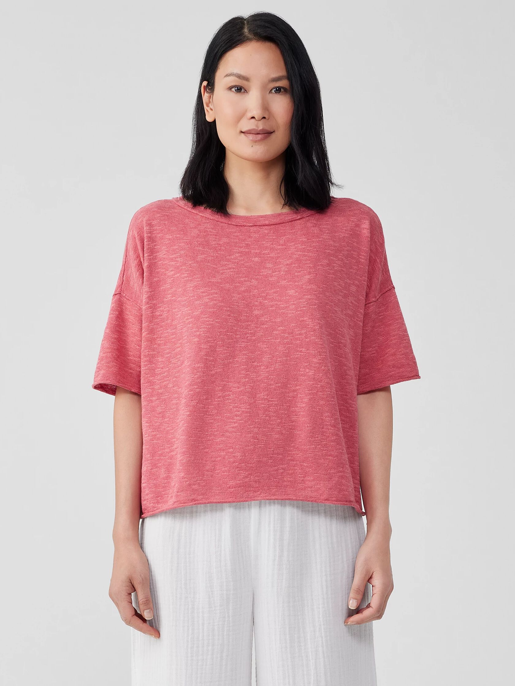 Organic Linen Cotton Slub Bateau Neck Top