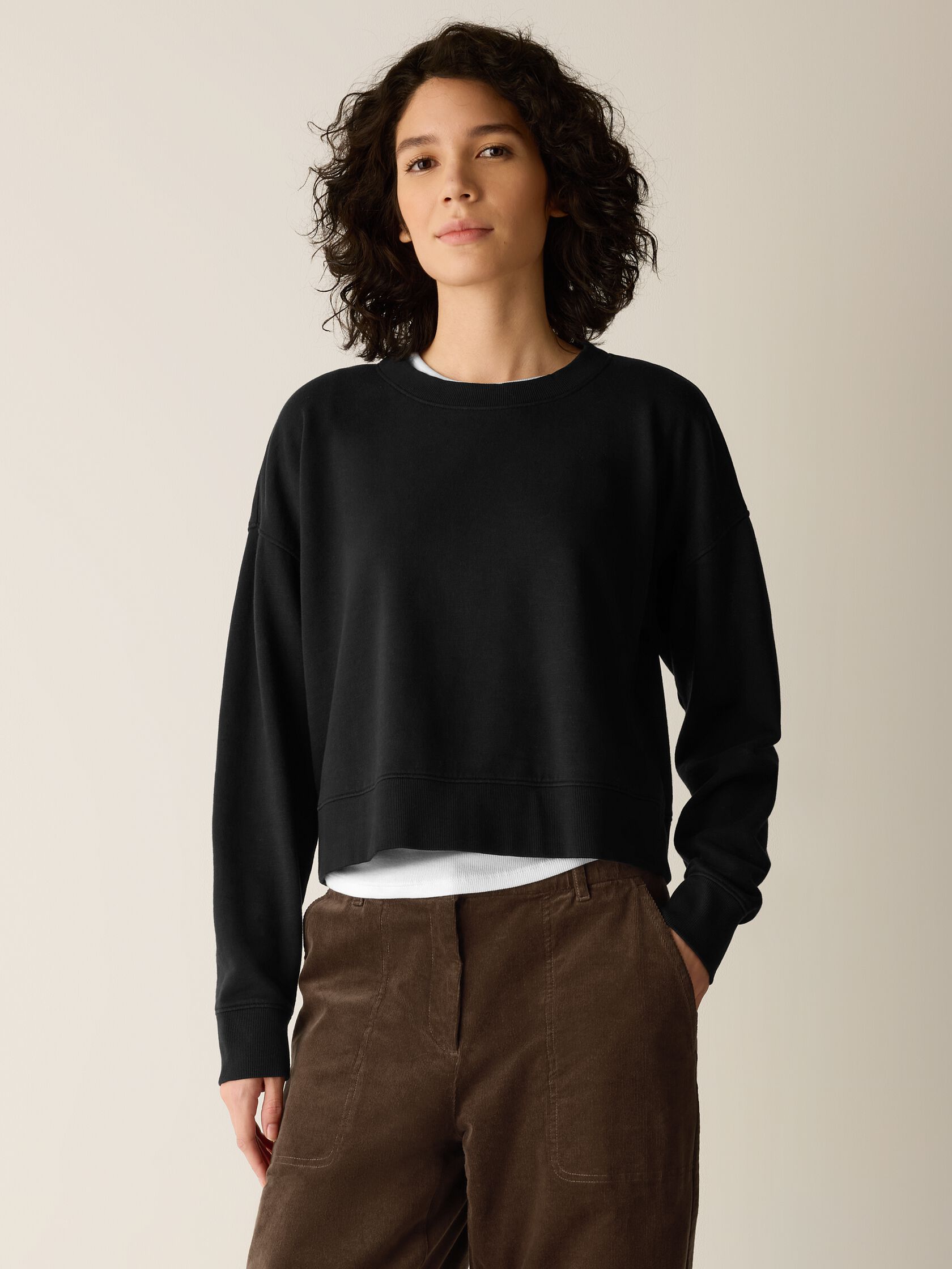 Garment-Dyed Organic Cotton Terry Cropped Box-Top